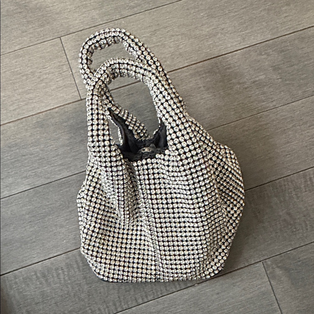 Elegant Silver Crystal-Embellished Women's Bag